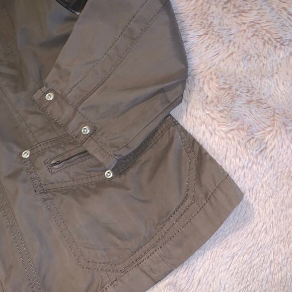 Bonita German Brown Faux Suede Open Front Moto-Style Jacket Size: 44 - Picture 8 of 12